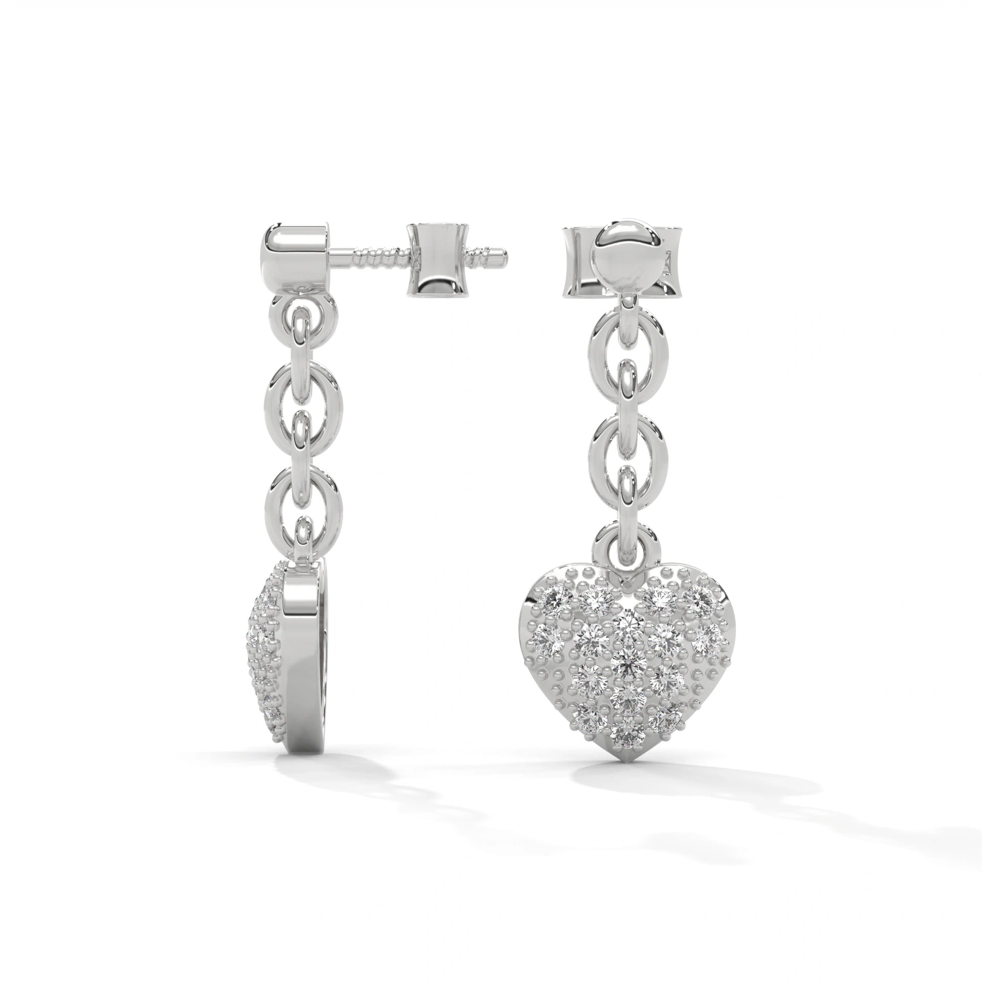 0.44 Carat Diamond Drop Earrings with Heart Earrings Design