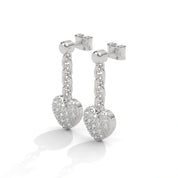 0.44 Carat Diamond Drop Earrings with Heart Earrings Design