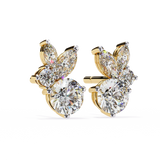 1.50 Carat Diamond Stud Earrings Leaf Cluster Floral Design