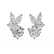 1.50 Carat Diamond Stud Earrings Leaf Cluster Floral Design 950 Platinum Natural Diamond