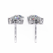 1.50 Carat Diamond Stud Earrings Leaf Cluster Floral Design