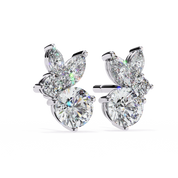 1.50 Carat Diamond Stud Earrings Leaf Cluster Floral Design
