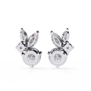 1.50 Carat Diamond Stud Earrings Leaf Cluster Floral Design