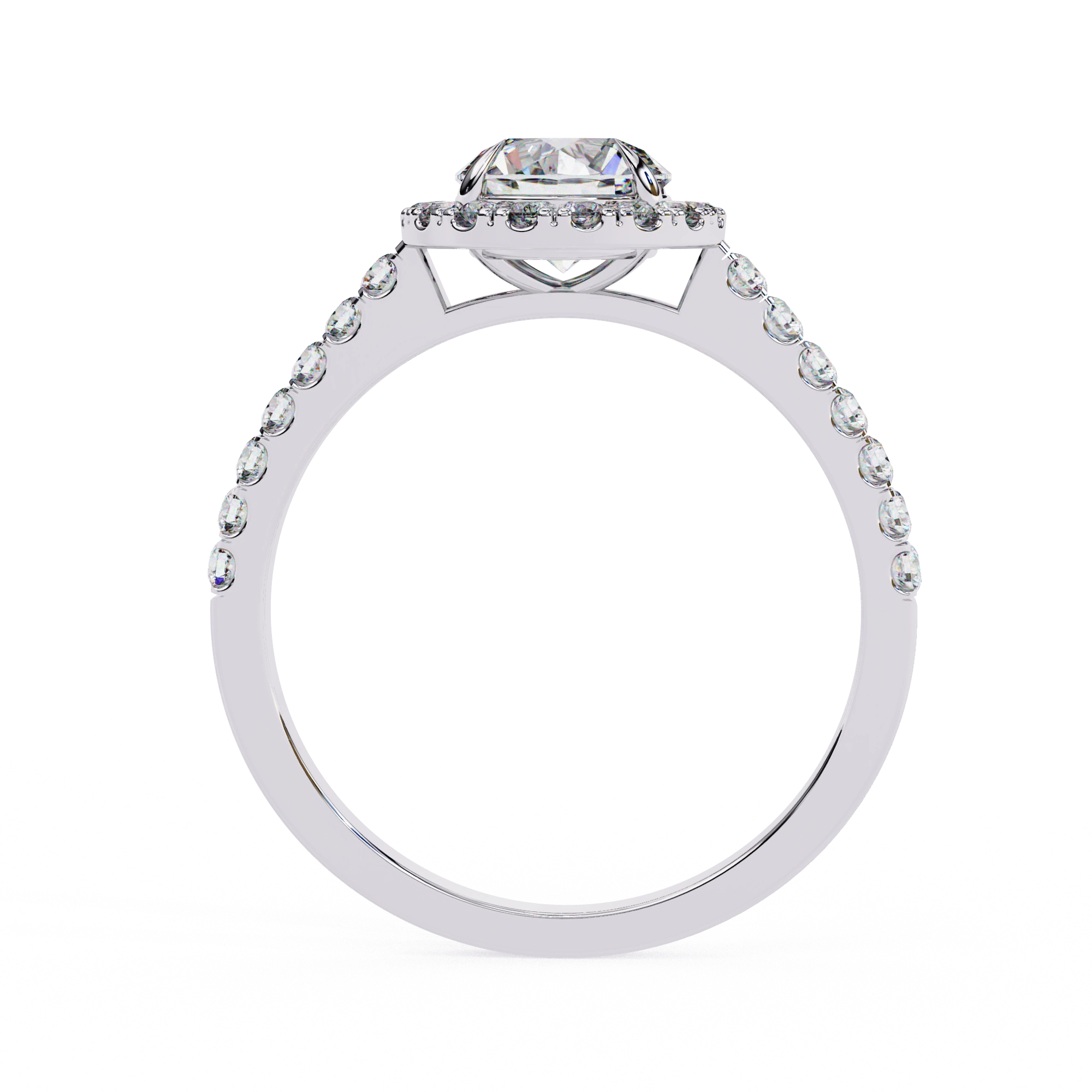 1.78 Ct Halo Diamond Ring Lab Created With Accent Stones White