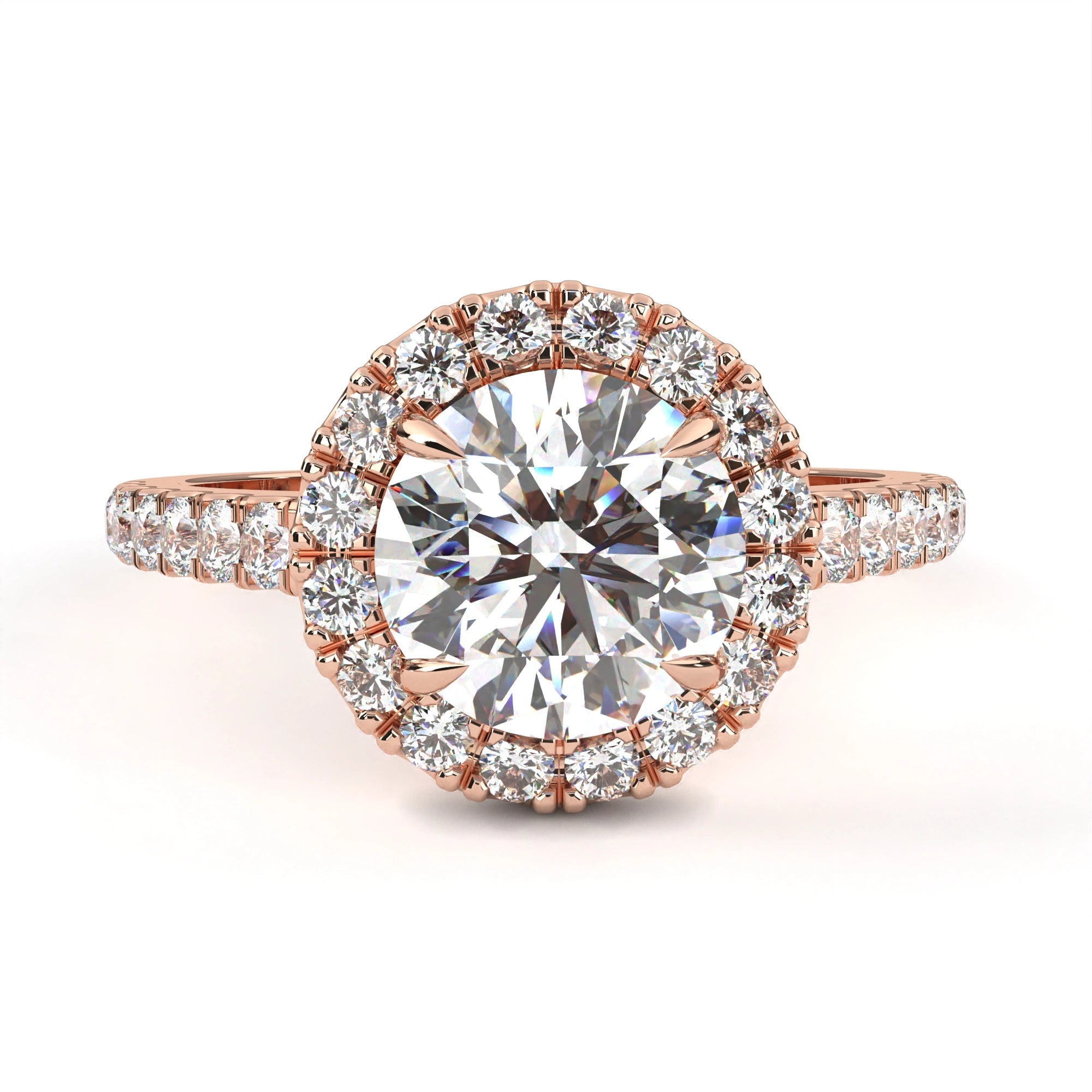 1.78 Ct Halo Diamond Ring Lab Created With Accent Stones Lab Diamond