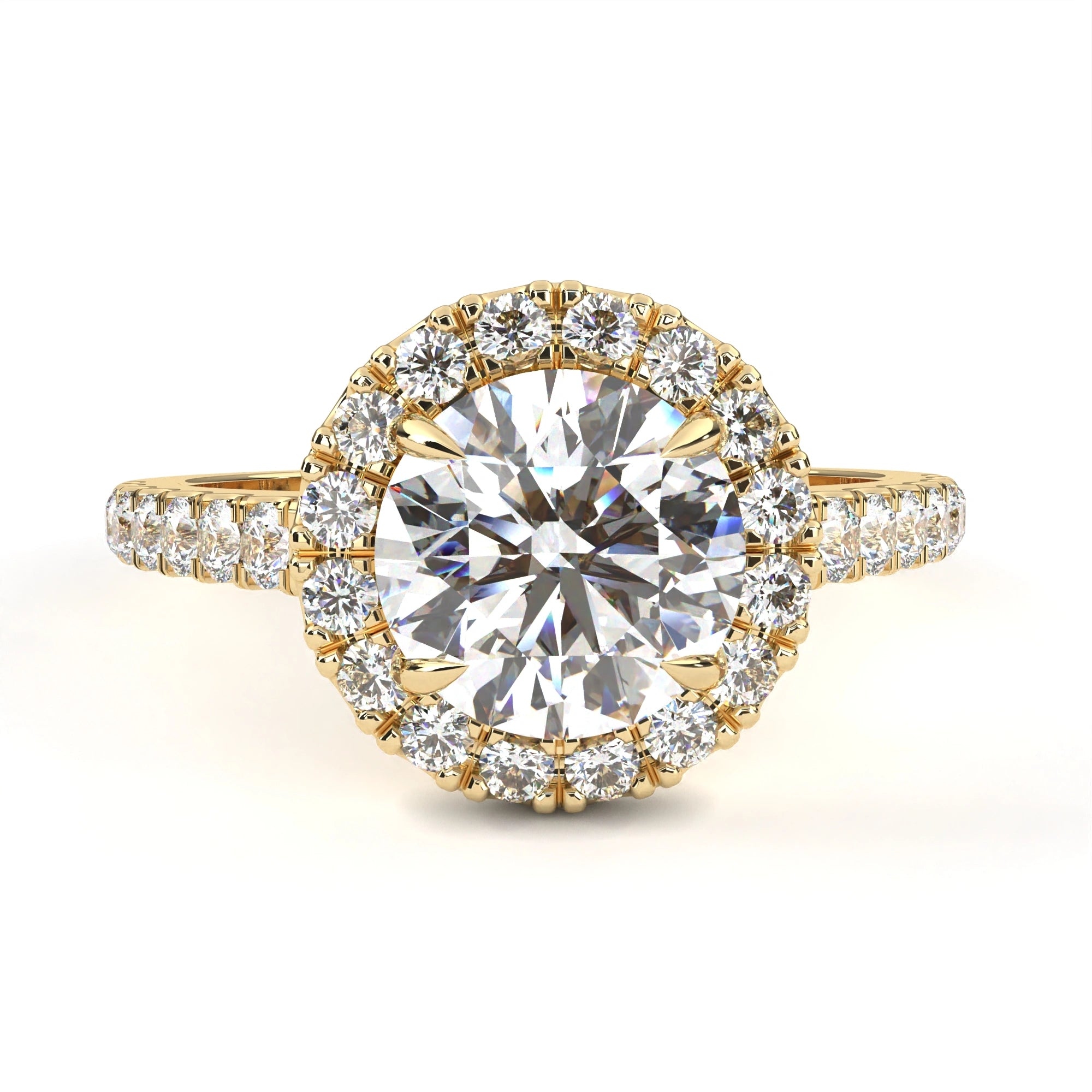 1.78 Ct Halo Diamond Ring Lab Created With Accent Stones White Lab Diamond