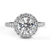1.78 Ct Halo Diamond Ring Lab Created With Accent Stones White Lab Diamond