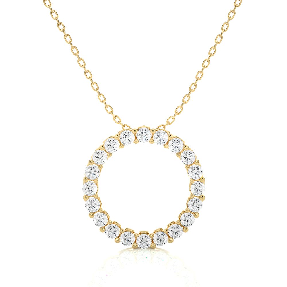 1.65 Ct Pave Set Eternity Circle Lab Diamond Pendant In White Gold Yellow
