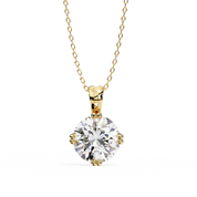 2 Ct Classic Round Cut Diamond Necklace Yellow Gold Lab Dimond