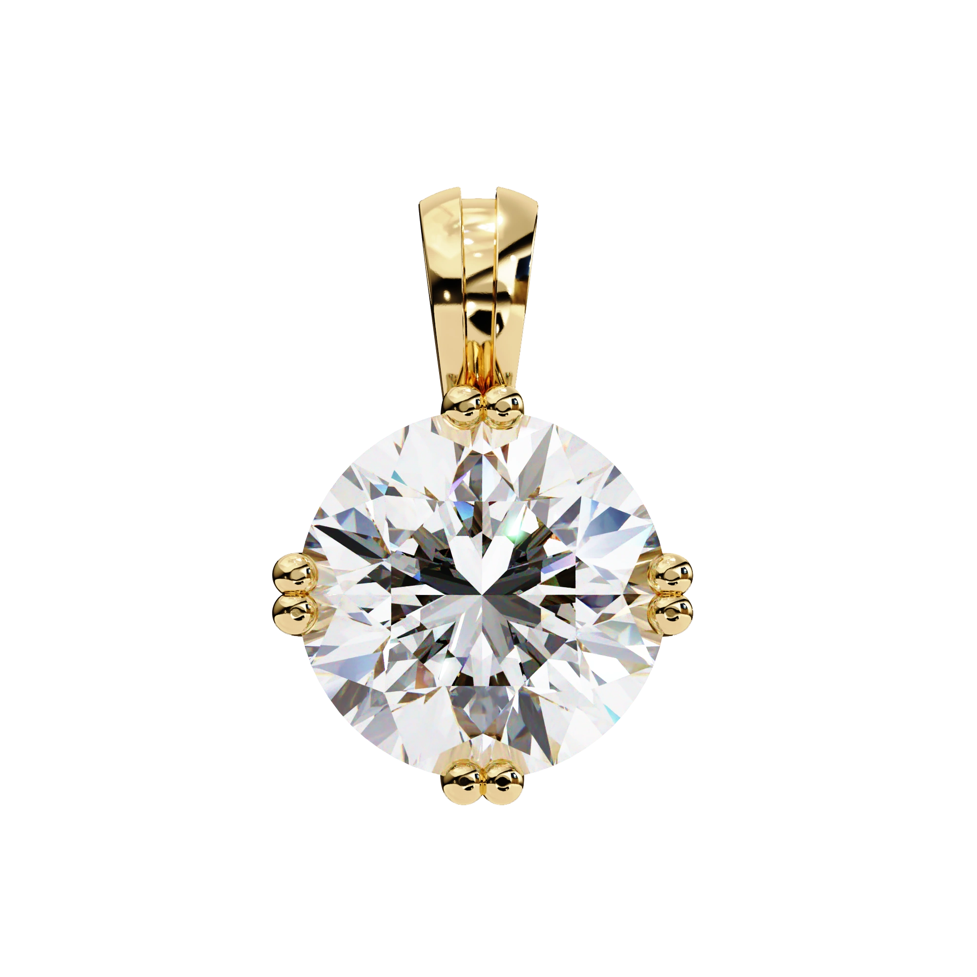 2.43 Ct Round Lab Diamond Crown Basket Pendant Yellow Gold