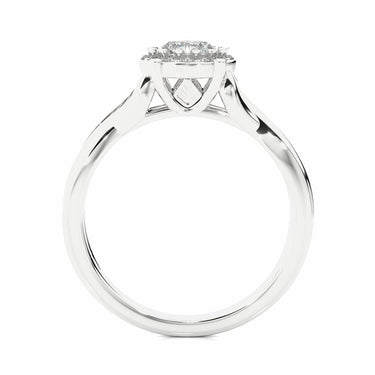 0.80 Carat Cirss Cross Halo Engagement Ring 14K White Gold
