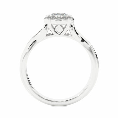 Bague de fiançailles avec diamants de laboratoire croisés Halo Cirss taille ronde de 0,80 ct en or blanc 