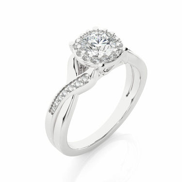 0.80 Carat Lab Diamond Cirss Cross Halo Engagement Ring 14K White Gold