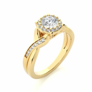 0.80 Carat Cirss Cross Halo Engagement Ring In Yellow Gold