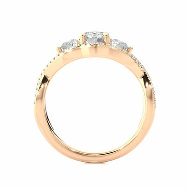 1.10Ct Criss-Cross 3 Stone Engagement Ring 14K Rose Gold