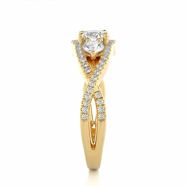 1.10Ct Criss-Cross 3 Stone Engagement Ring In Yellow Gold