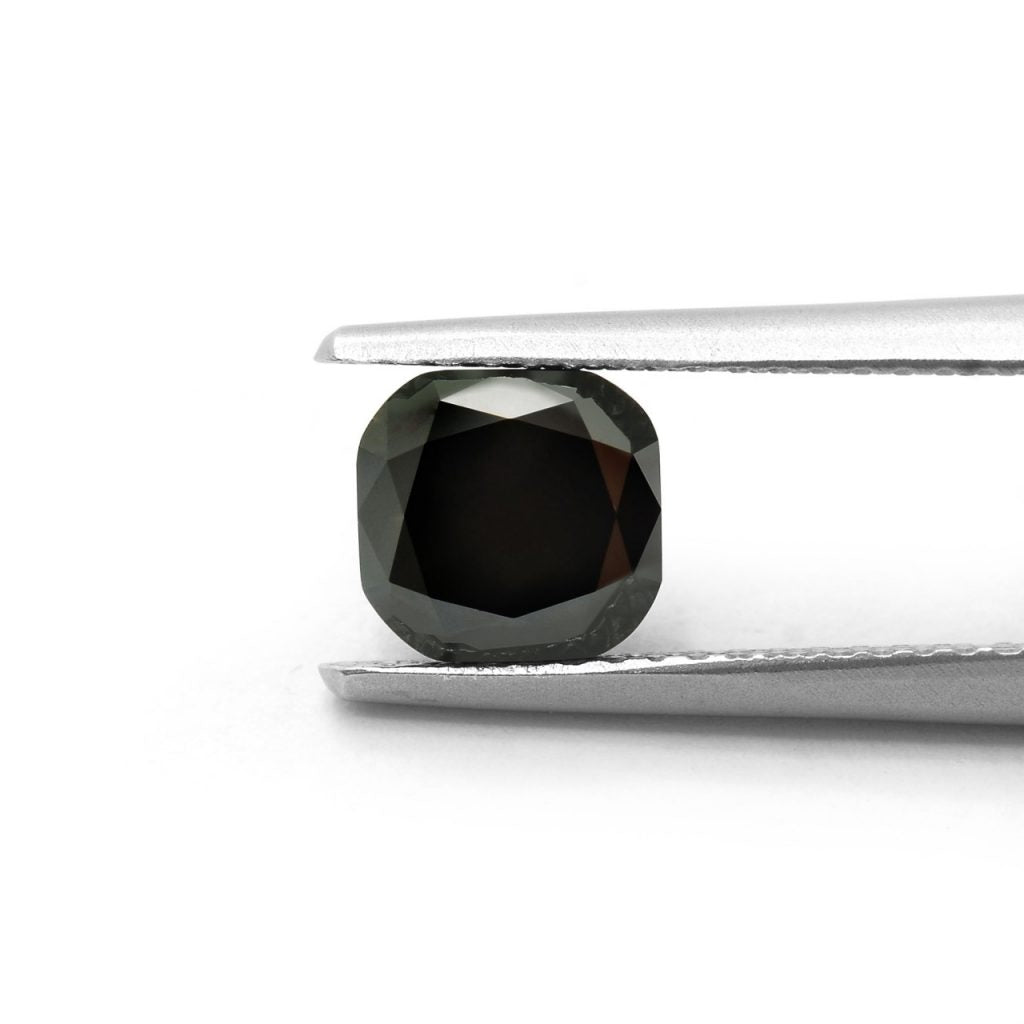 1 Carat Cushion Cut Natural Black Diamond