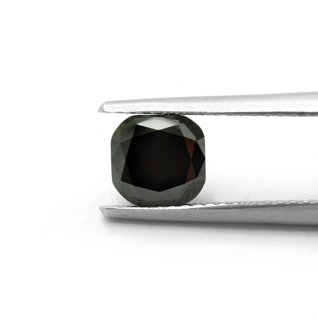 1 Carat Cushion Cut Natural Black Diamond