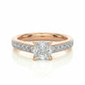 2.10 Carat Princess And Round Cut Prong Setting Lab Diamond Engagement Ring In Rose Gold