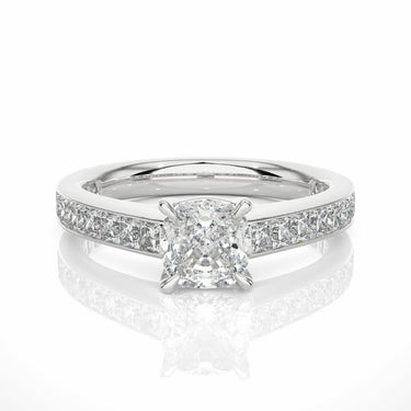 2.10 Carat Cushion Cut Solitaire Engagement Ring In White Gold