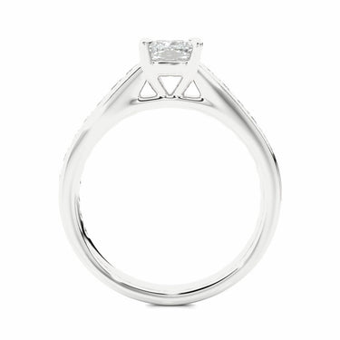 2.10 Carat Princess And Round Cut Prong Setting Lab Diamond Engagement Ring In White Gold