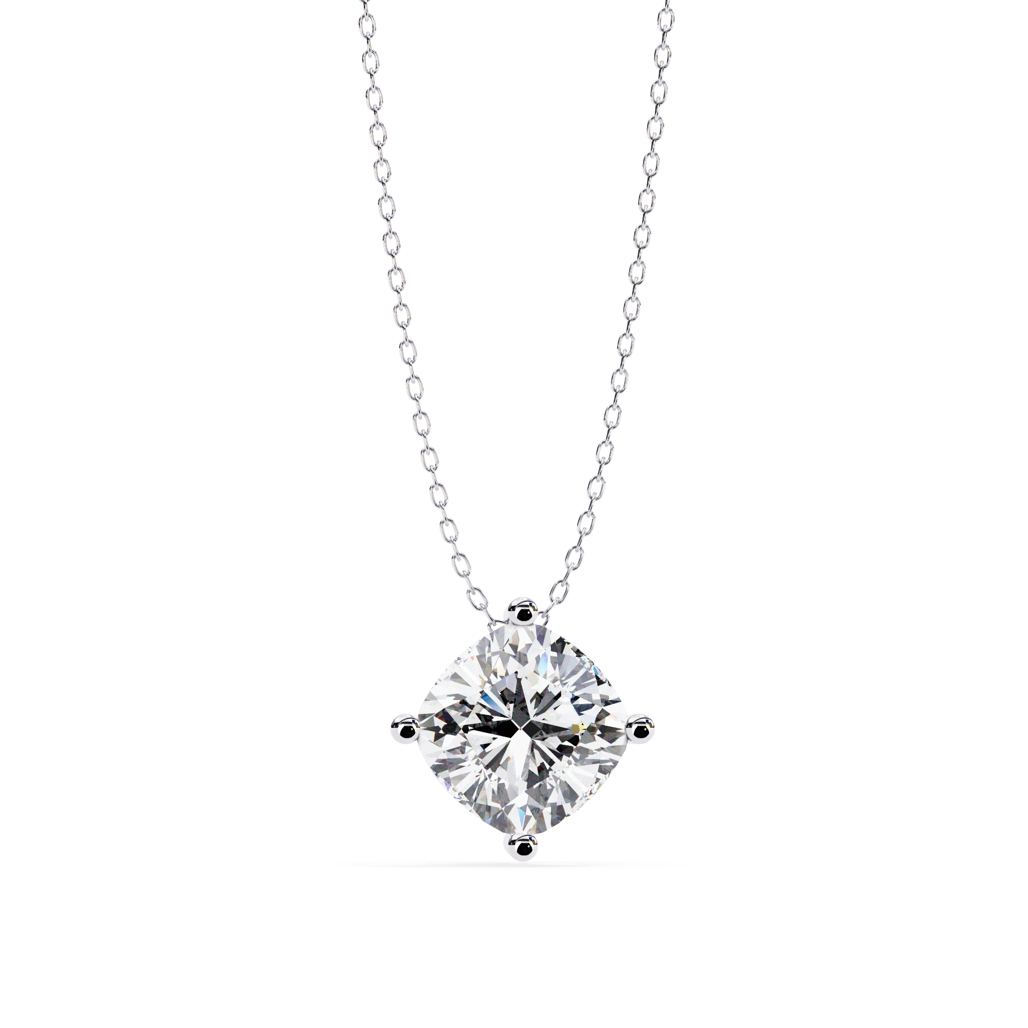 2 Ct Cushion Cut Diamond Solitaire Pendant Necklace in White Gold Lab Diamond