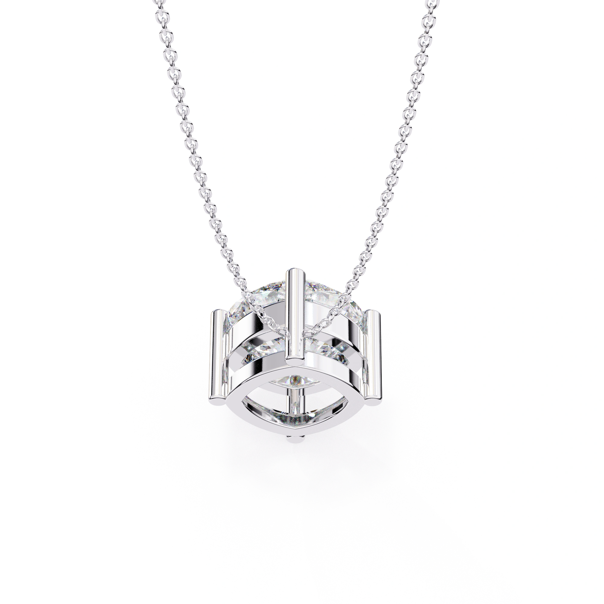2 Ct Cushion Cut Diamond Solitaire Pendant Necklace in White Gold