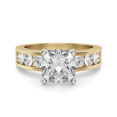 1.60 Carat Cushion Cut Lab Diamond 4 Prong Setting Engagement Ring in Yellow Gold