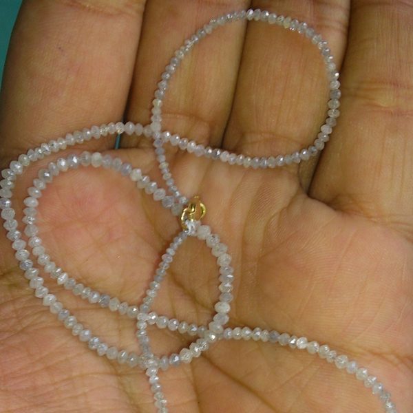 32 Inch Gray Faceted Diamond Beads Necklace