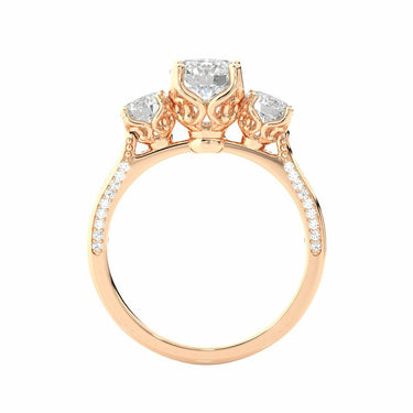 1.90 Carat Round Cut 3 Stone Lab Diamond Engagement Ring In Rose Gold