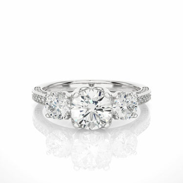 1.90 Carat 3 Stone Round Diamond Engagement Ring White Gold