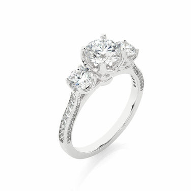 1.90 Ct Round Cut Prong Setting Lab Diamond 3 Stone Engagement Ring In White Gold