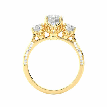 1.90 Carat Round Cut 3 Stone Lab Diamond Engagement Ring In Yellow Gold