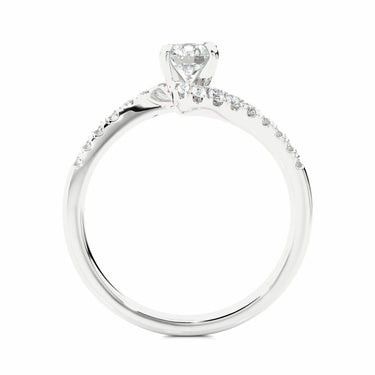 0.65 Ct Round Cut 4 Prong Set Moissanite Bypass Engagement Ring In White Gold