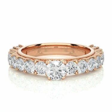 2.55 Ct Round Cut Shared Prong Diamond Ring In Yellow Gold