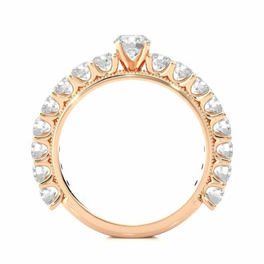 Anillo de diamantes con punta compartida de talla redonda de 2,55 quilates en oro rosa 