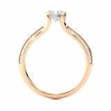 0.90 Carat Round Cut 6 Prong Diamond Engagement Ring With Side Accents In Rose Gold