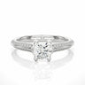 0.90 Carat Round Cut 6 Prong Diamond Engagement Ring With Side Accents In White Gold