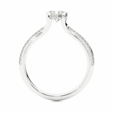 0.90 Ct Round Cut Prong Set Lab Diamond Solitaire With Accent Ring In White Gold