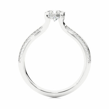 Solitaire rond de 0,90 ct avec bague de fiançailles en diamant Accent Lab en or blanc 