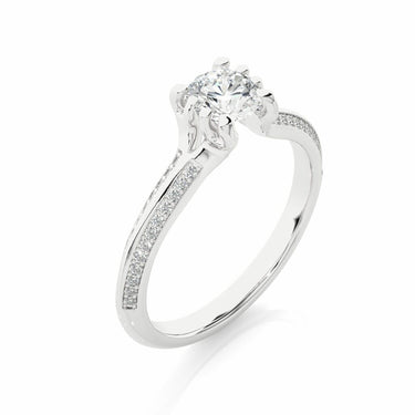 0.90 Carat 6 Prong Round Diamond Engagement Ring In White Gold