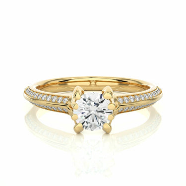 0.90 Carat 6 Prong Round Diamond Engagement Ring Yellow Gold