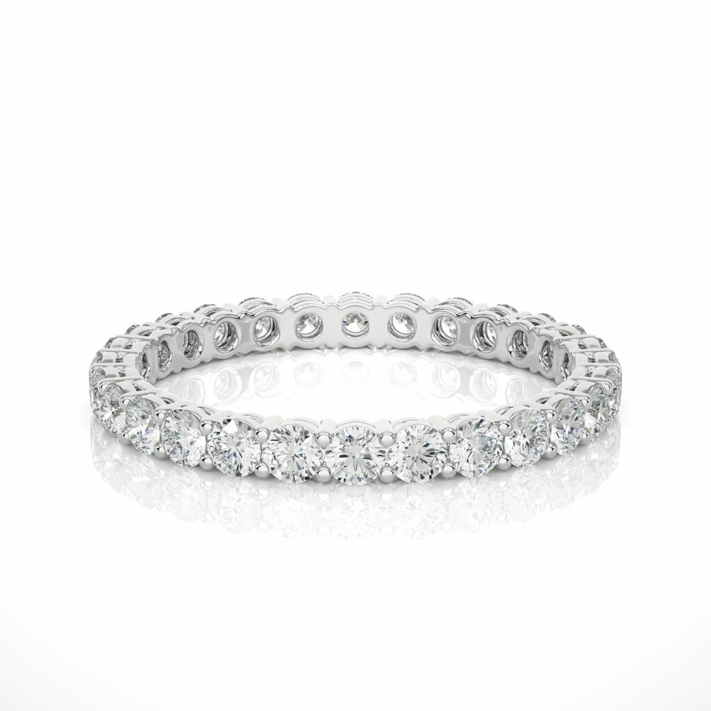 1.15 Ct Round Cut Prong Setting Lab Diamond Eternity Band 950 Platinum Natural Diamond Eternity Wedding Rings