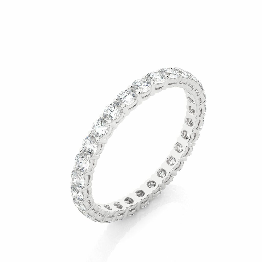 1.15 Ct Round Cut Prong Setting Lab Diamond Eternity Band Eternity Wedding Rings