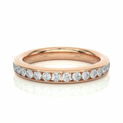 1 Ct Round Cut Channel Set Diamond Eternity Wedding Band In Yellow Gold Rose