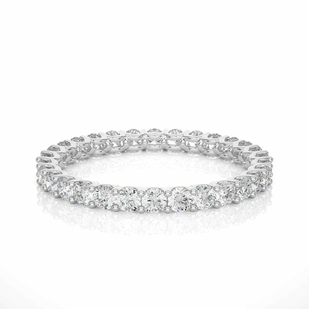 1.05 Ct Round Cut Shared Prong Diamond Eternity Band In Rose Gold White