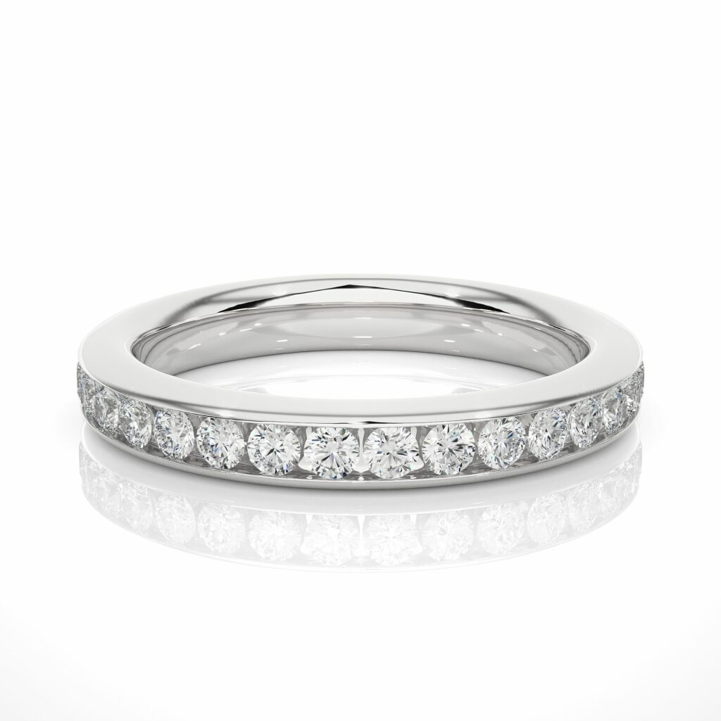 1 Ct Round Cut Channel Set Diamond Eternity Wedding Band In Yellow Gold White