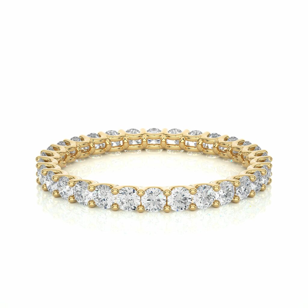 1.15 Ct Round Cut Pave Set Lab Diamond Eternity Wedding Band In White Gold Yellow