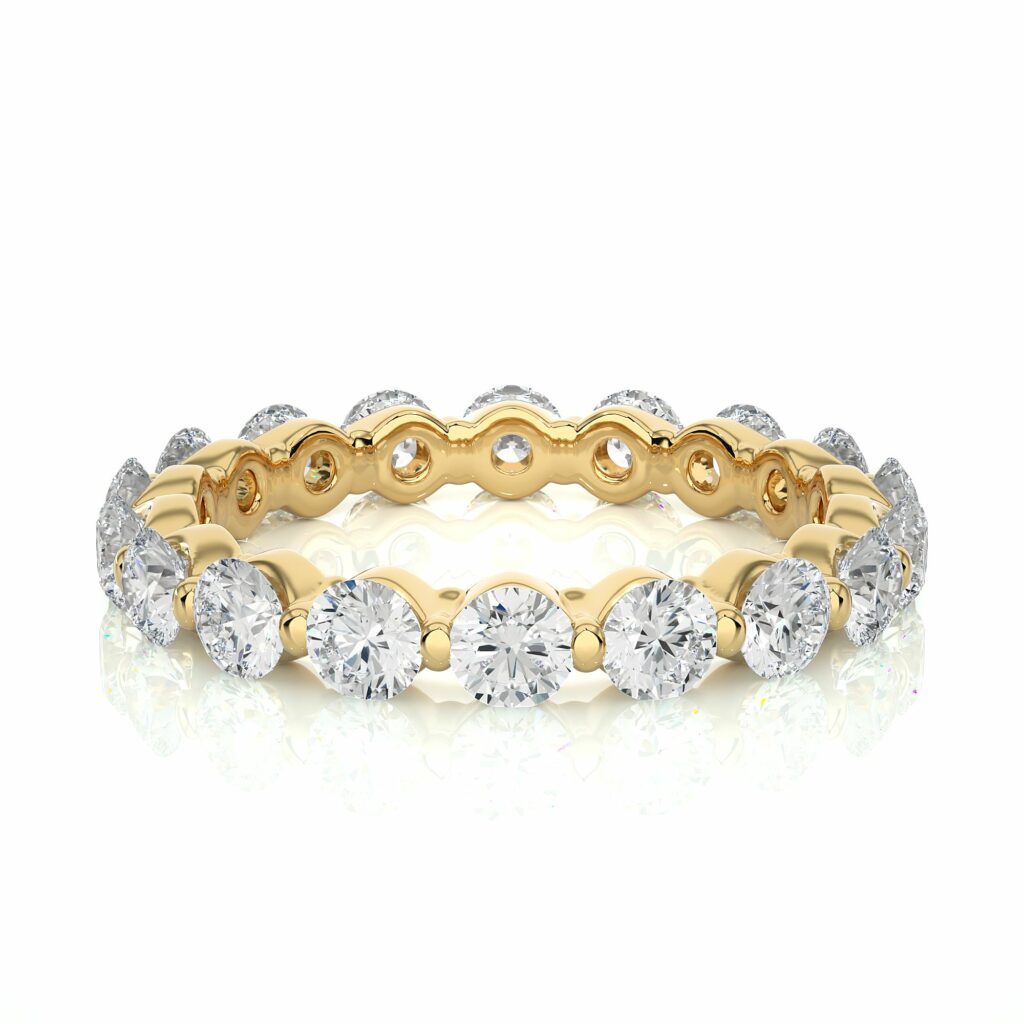 2 Carat Round Cut Bar Set Diamond Eternity Band In Yellow Gold 18K Yellow Gold Natural Diamond