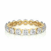 2.05 Carat Round Cut Bar Set Diamond Eternity Band In Rose Gold Yellow